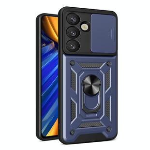 For Samsung Galaxy S25 5G Sliding Camera Cover Design TPU+PC Phone Case(Blue)
