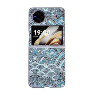 For vivo X Flip Propitious Clouds Embroidery Full Coverage Phone Case(Blue)