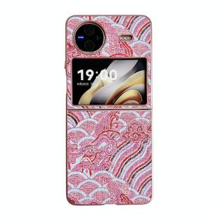 For vivo X Flip Propitious Clouds Embroidery Full Coverage Phone Case(Red)