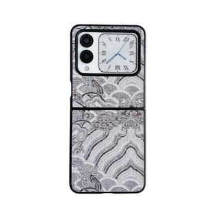 For Huawei nova Flip Propitious Clouds Embroidery Full Coverage Phone Case(Grey)