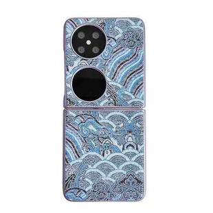 For Huawei Pocket 2 Propitious Clouds Embroidery Full Coverage Phone Case(Blue)