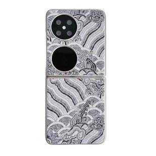 For Huawei Pocket 2 Propitious Clouds Embroidery Full Coverage Phone Case(Grey)