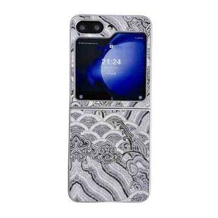 For Samsung Galaxy Z Flip6 Propitious Clouds Embroidery Full Coverage Phone Case(Grey)