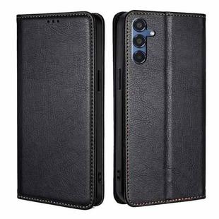 For Samsung Galaxy M35 5G Gloss Oil Solid Color Magnetic Leather Phone Case(Black)