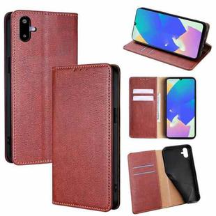 For Samsung Galaxy F06 5G Gloss Oil Solid Color Magnetic Leather Phone Case(Brown)