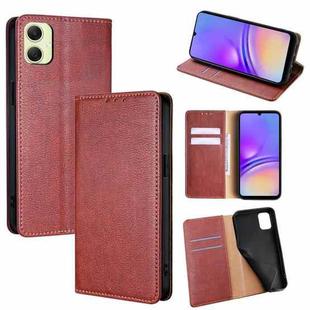 For Samsung Galaxy A05 4G Gloss Oil Solid Color Magnetic Leather Phone Case(Brown)