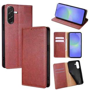 For Samsung Galaxy A36 5G Gloss Oil Solid Color Magnetic Leather Phone Case(Brown)