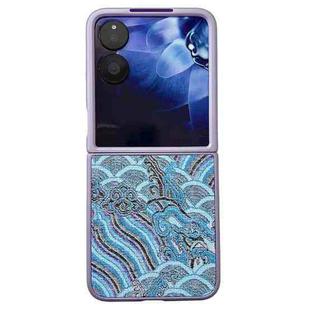 For Xiaomi Mix Flip Propitious Clouds Embroidery Full Coverage Phone Case(Blue)