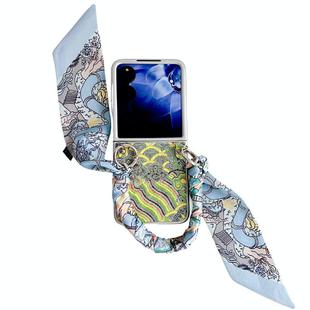 For Xiaomi Mix Flip Propitious Clouds Embroidery Full Coverage Phone Case with Scarf / Bracelet(Green)