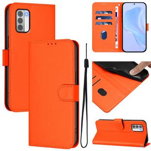 For Nokia G42 / G310 Skin Feel Solid Color Leather Phone Case with Lanyard(Orange)