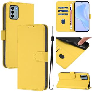 For Nokia G22 Skin Feel Solid Color Leather Phone Case with Lanyard(Lemon Yellow)