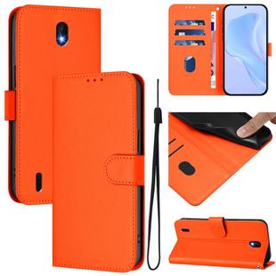 For Nokia C01 Plus / C1 2nd Edition Skin Feel Solid Color Leather Phone Case with Lanyard(Orange)