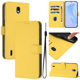 For Nokia C01 Plus / C1 2nd Edition Skin Feel Solid Color Leather Phone Case with Lanyard(Lemon Yellow)