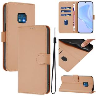 For Nokia XR20 Skin Feel Solid Color Leather Phone Case with Lanyard(Nude)