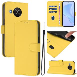 For Nokia X20 / X10 Skin Feel Solid Color Leather Phone Case with Lanyard(Lemon Yellow)