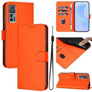 For TCL 30 4G / 30 5G / 30+ Skin Feel Solid Color Leather Phone Case with Lanyard(Orange)