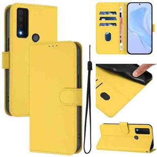 For TCL 30 XE 5G Skin Feel Solid Color Leather Phone Case with Lanyard(Lemon Yellow)