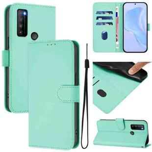 For TCL 30XL 2022 Skin Feel Solid Color Leather Phone Case with Lanyard(Mint Green)