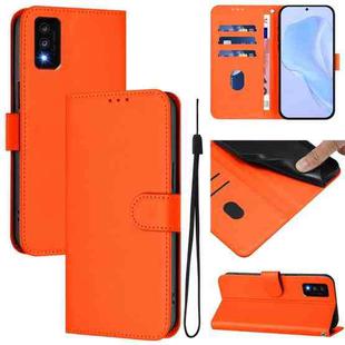 For TCL 30T Skin Feel Solid Color Leather Phone Case with Lanyard(Orange)