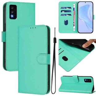 For TCL 30T Skin Feel Solid Color Leather Phone Case with Lanyard(Green)