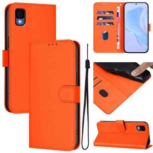 For TCL 30Z T602DL Skin Feel Solid Color Leather Phone Case with Lanyard(Orange)