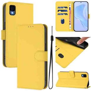 For TCL 30Z T602DL Skin Feel Solid Color Leather Phone Case with Lanyard(Lemon Yellow)