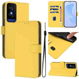 For TCL 50 5G / 50 XE NxtPaper 5G Skin Feel Solid Color Leather Phone Case with Lanyard(Lemon Yellow)