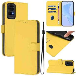 For TCL 50 LE Skin Feel Solid Color Leather Phone Case with Lanyard(Lemon Yellow)