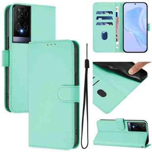 For TCL 50 XE Skin Feel Solid Color Leather Phone Case with Lanyard(Mint Green)