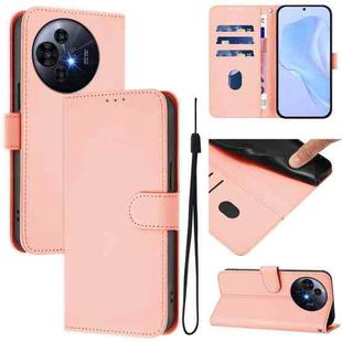 For TCL 50 Pro NxtPaper Skin Feel Solid Color Leather Phone Case with Lanyard(Pink)