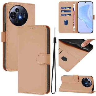 For TCL 50 Pro NxtPaper Skin Feel Solid Color Leather Phone Case with Lanyard(Nude)