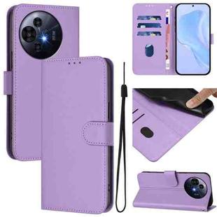 For TCL 50 Pro NxtPaper Skin Feel Solid Color Leather Phone Case with Lanyard(Lavender Purple)