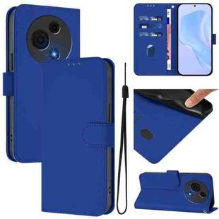 For TCL 60 NxtPaper Skin Feel Solid Color Leather Phone Case with Lanyard(Dark Blue)