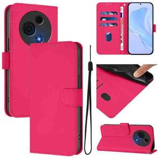 For TCL 60 NxtPaper Skin Feel Solid Color Leather Phone Case with Lanyard(Rose Red)