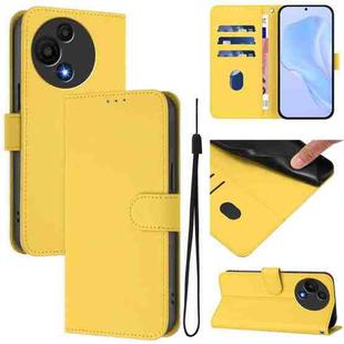For TCL 605 / 60 SE Skin Feel Solid Color Leather Phone Case with Lanyard(Lemon Yellow)