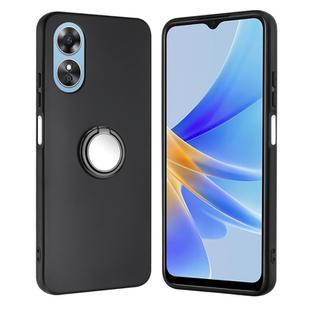 For OPPO A18 / A38 Matte Ring Holder TPU Phone Case(Black)