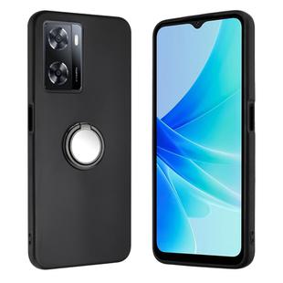 For OPPO A57 Matte Ring Holder TPU Phone Case(Black)