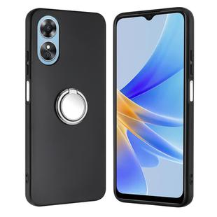 For OPPO A58 4G Matte Ring Holder TPU Phone Case(Silver)