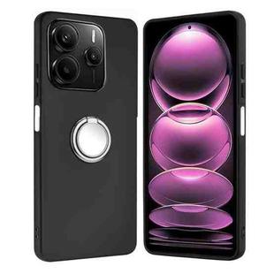 For Redmi Note 14 4G 163.25mm Matte Ring Holder TPU Phone Case(Silver)
