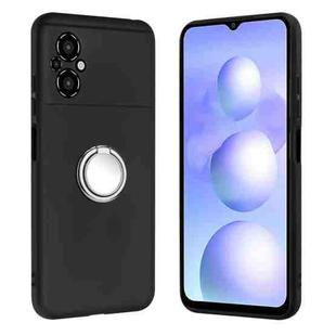 For Xiaomi Poco M4 5G Matte Ring Holder TPU Phone Case(Silver)