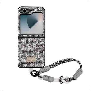 For Samsung Galaxy Z Flip5 Illusory Color Weaving Texture Phone Case with Color Strap(Black)