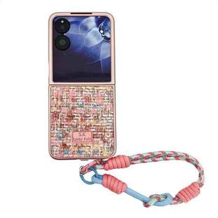 For Xiaomi Mix Flip Illusory Color Weaving Texture Phone Case with Color Strap(Pink)