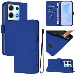 For Infinix Note 30 4G / 5G Skin Feel Solid Color Leather Phone Case with Lanyard(Dark Blue)