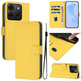 For Infinix Smart 7 India Skin Feel Solid Color Leather Phone Case with Lanyard(Lemon Yellow)