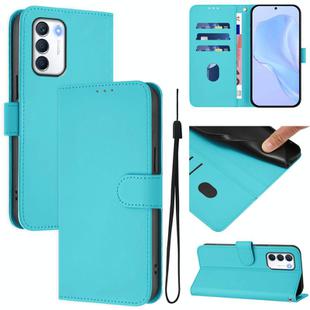 For Infinix Zero 5G 2023 Skin Feel Solid Color Leather Phone Case with Lanyard(Lake Blue)