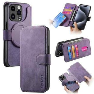 For iPhone 15 Pro CaseNeo MagSafe RFID Anti-theft Retro Leather Phone Case(Purple)