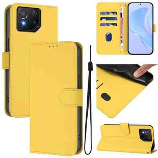 For Asus ROG Phone 8 / 8 Pro Skin Feel Solid Color Leather Phone Case with Lanyard(Lemon Yellow)