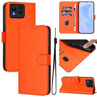 For Asus Zenfone 11 Ultra Skin Feel Solid Color Leather Phone Case with Lanyard(Orange)