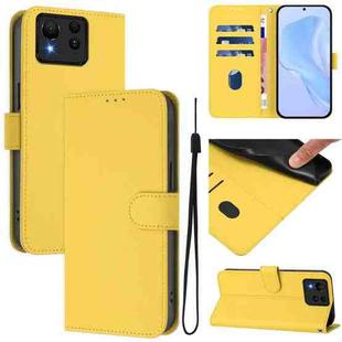 For Asus Zenfone 11 Ultra Skin Feel Solid Color Leather Phone Case with Lanyard(Lemon Yellow)