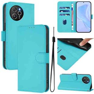 For Blackview Shark 8 / Oscal Tiger 12 Skin Feel Solid Color Leather Phone Case with Lanyard(Lake Blue)